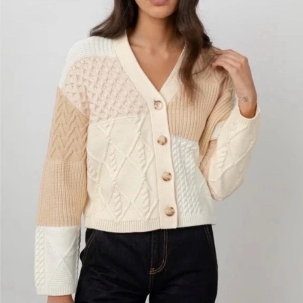 Rails Reese Cream Patchwork Cardigan Size Xs